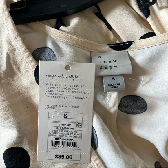 NWT 2 For 1 A New Day High Low Ruched Sleeve Dress 1 Polkadot & 1 Purple Flower - Picture 15 of 15